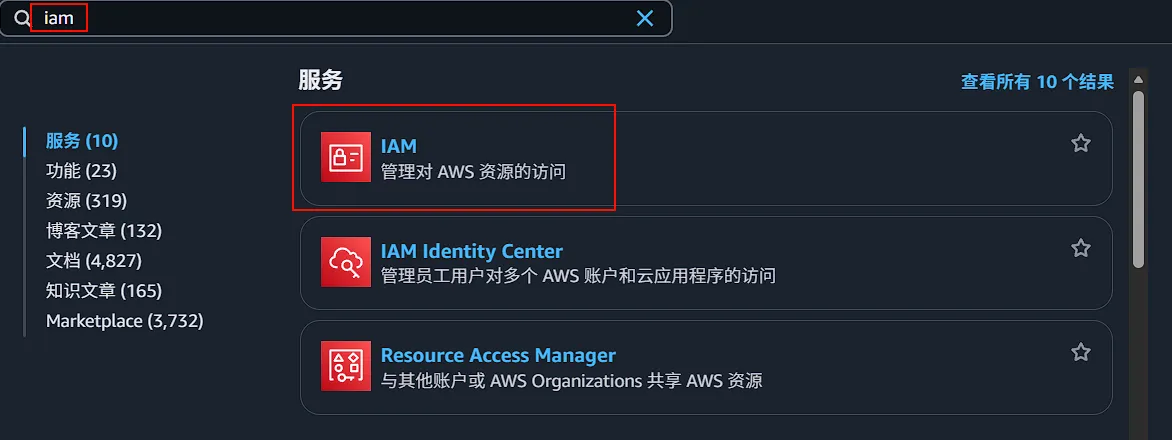 图片占位符:IAM 服务控制台主页